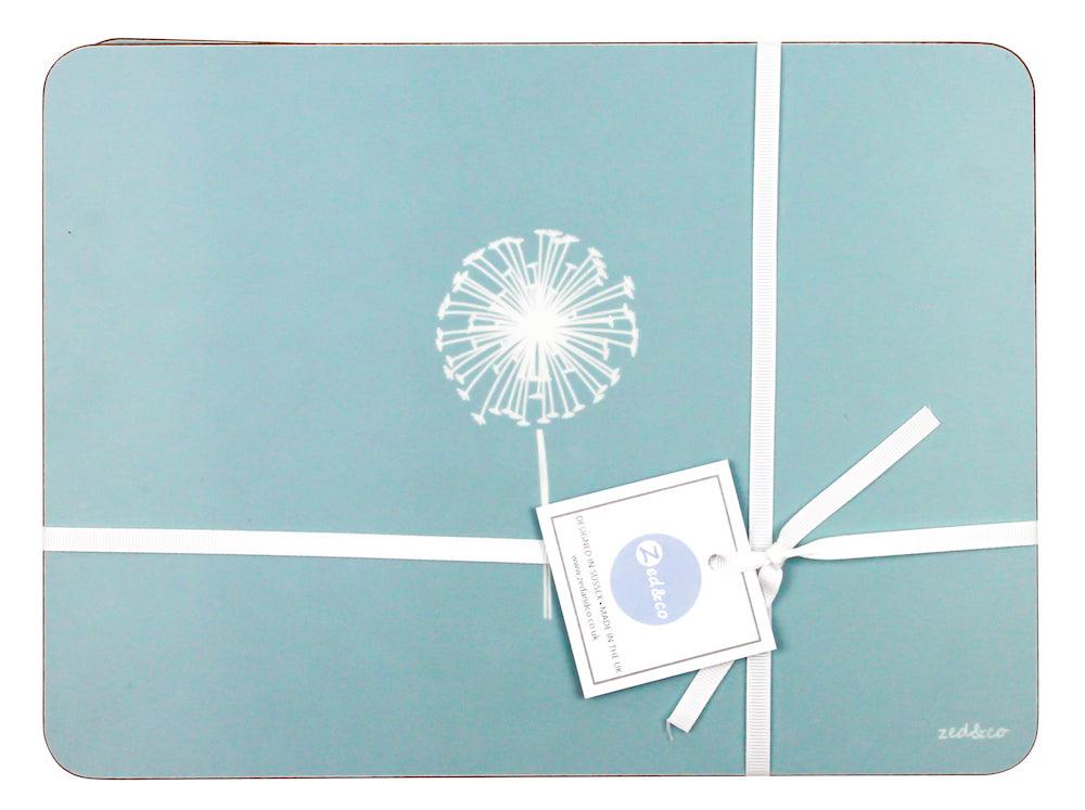 Dandelion Placemat Set In Soft Blue - Zed & Co