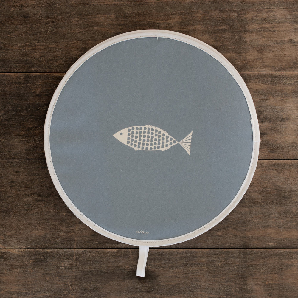 Fish Aga Covers In Bewl Blue - Pair
