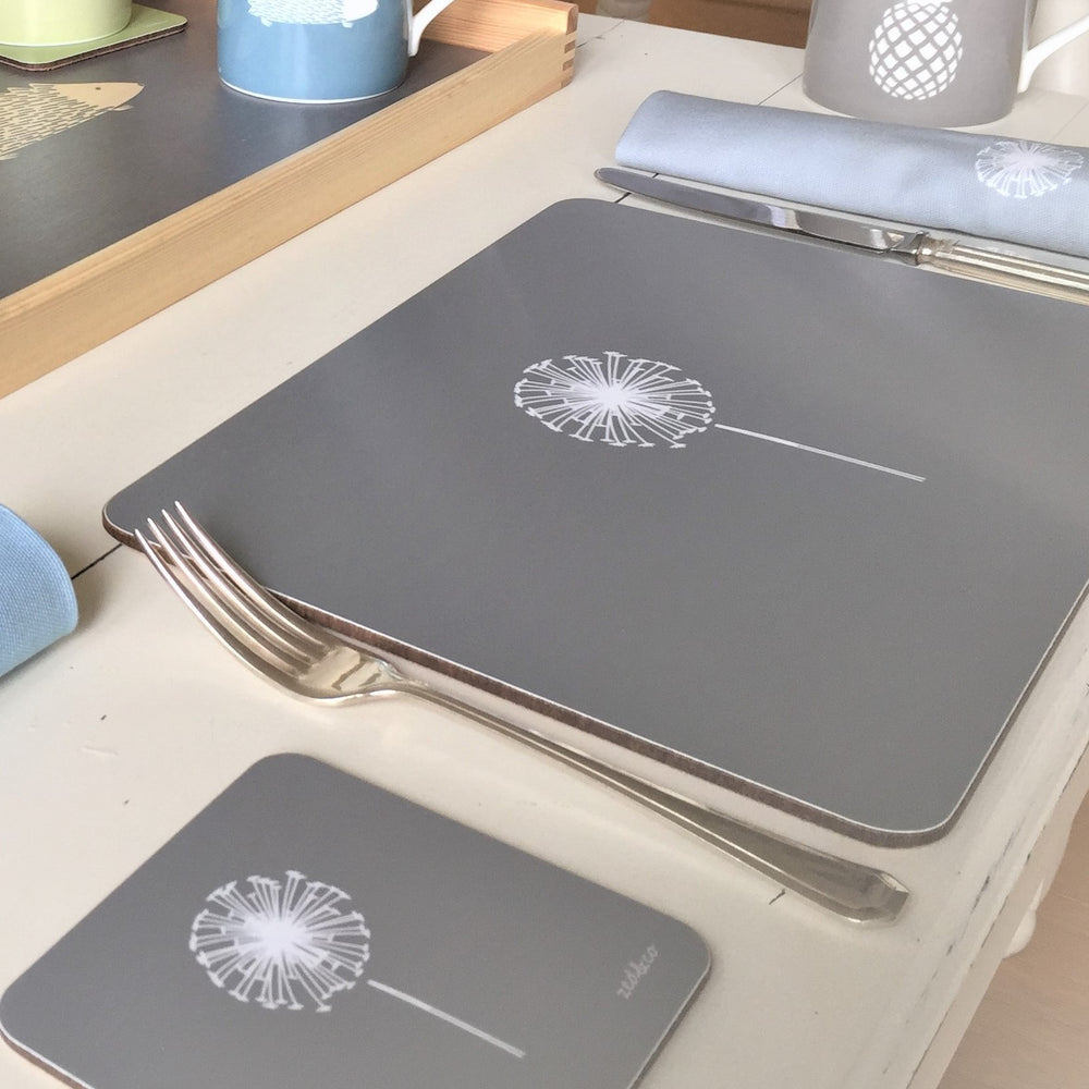 Dandelion Placemats In Grey - Set of Four - Zed & Co