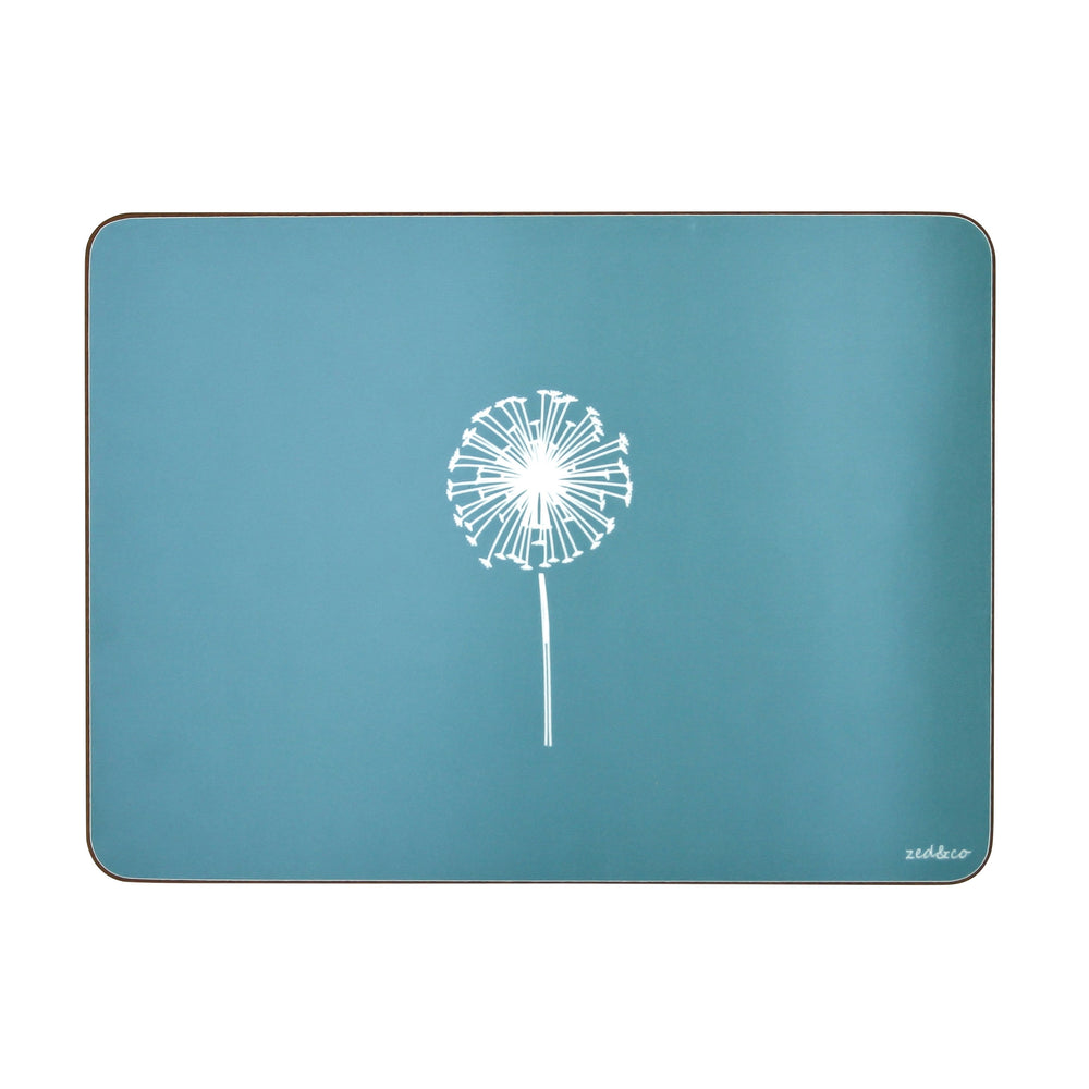 Dandelion Placemats In Teal - Set of Four - Zed & Co