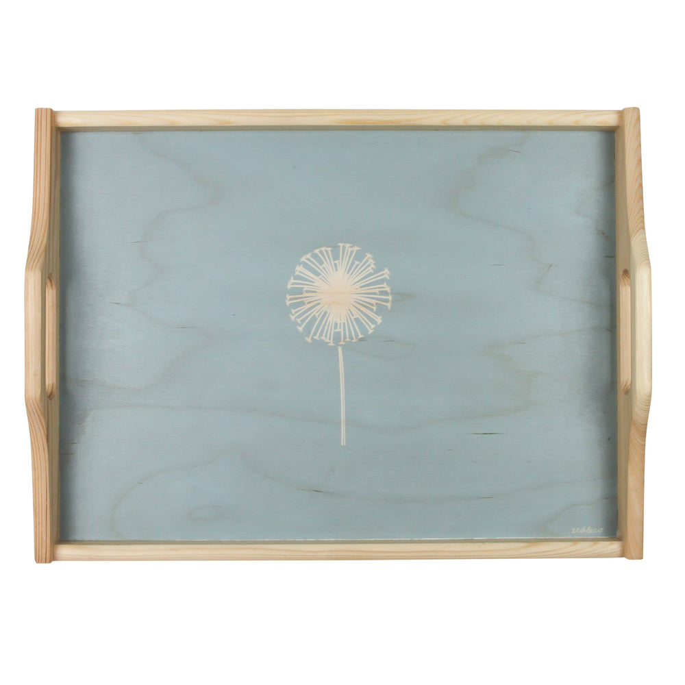 Dandelion Wooden Tray In Soft Blue