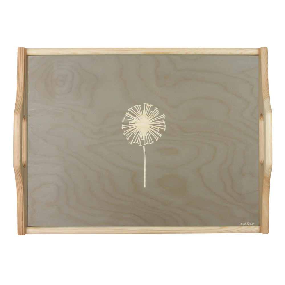 Dandelion Wooden Tray In Grey - Zed & Co