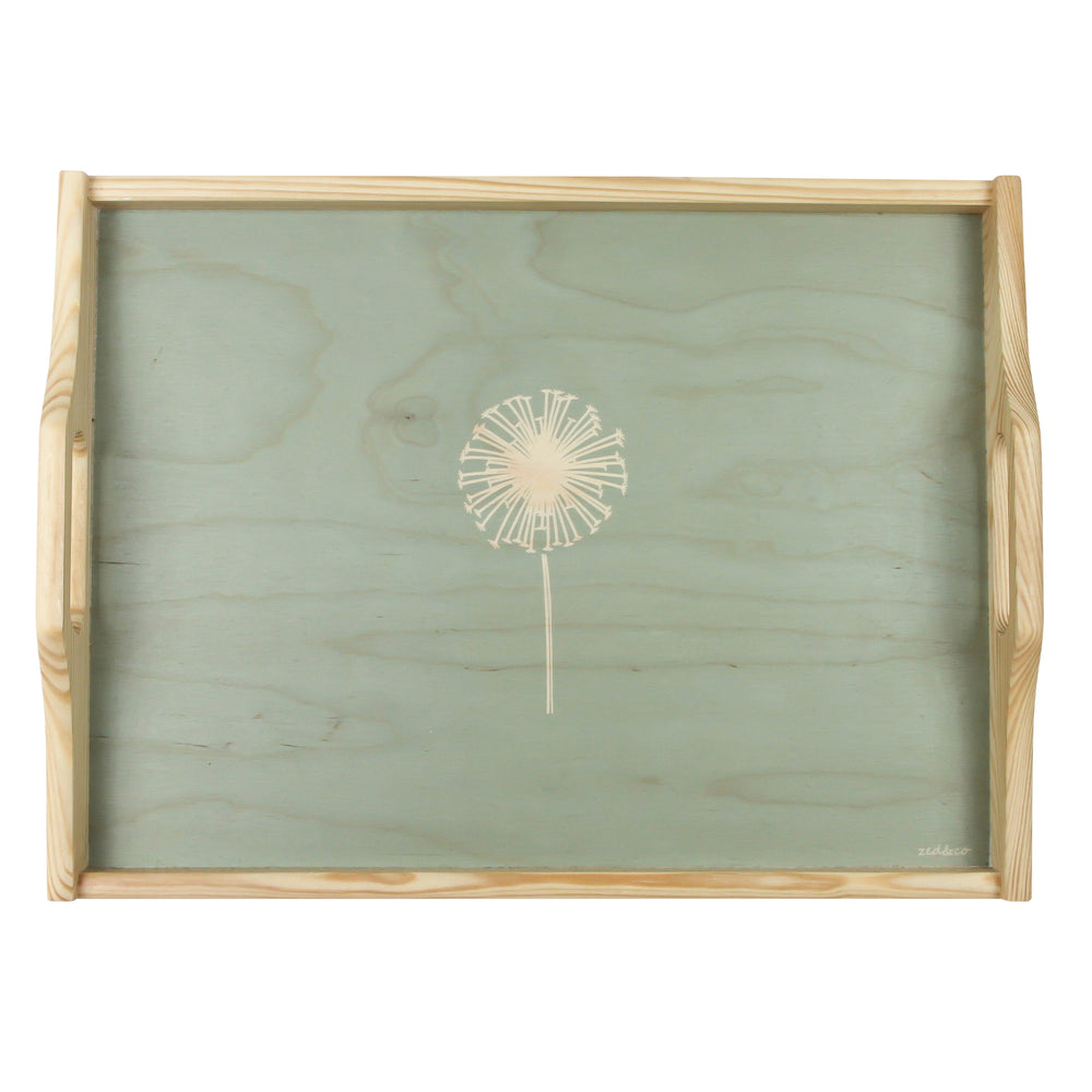 Dandelion Wooden Tray In Sage