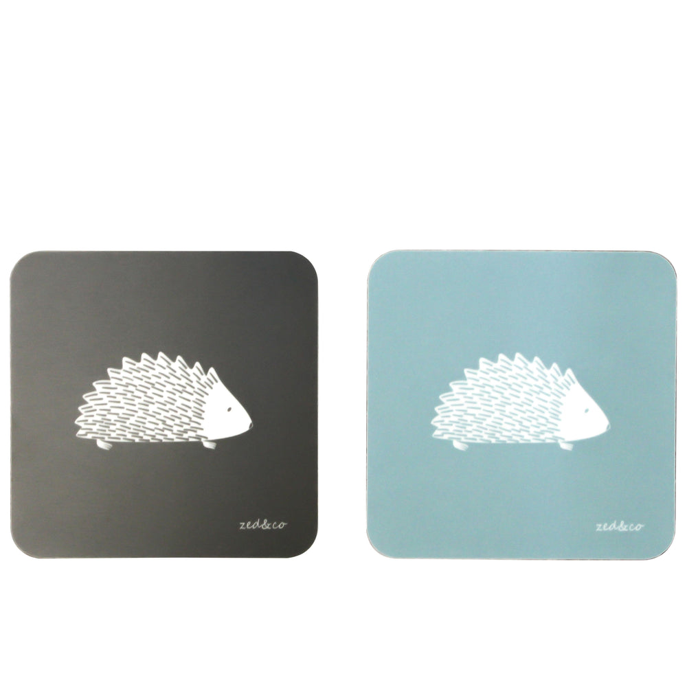 Hedgehog Coasters In Soft Blue - Set of Four - Zed & Co