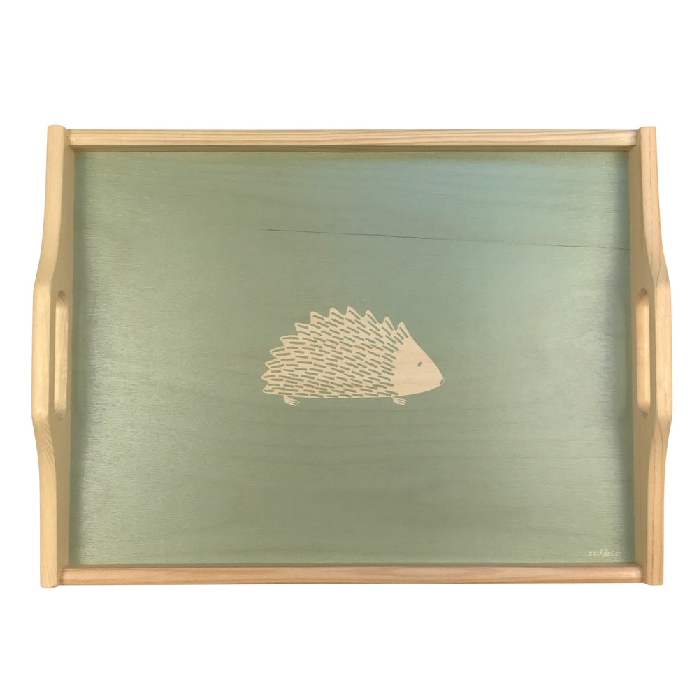 Hedgehog Wooden Tray In Sage