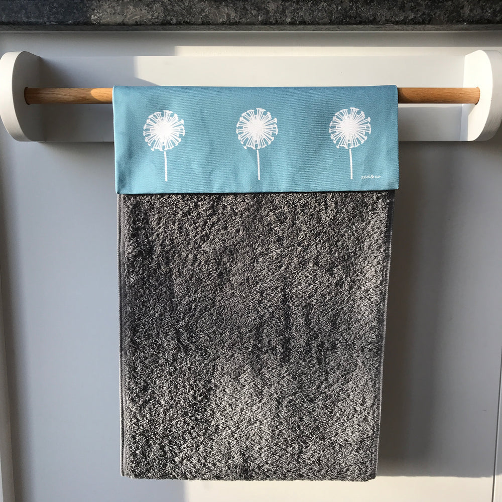 Dandelion Roller Hand Towel In Teal - 700gsm