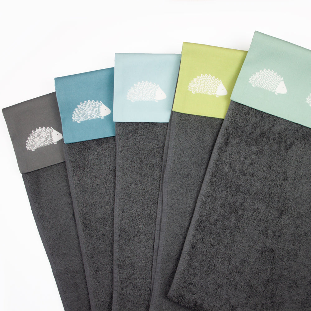 Hedgehog Roller Hand Towel In Sage - 700gsm