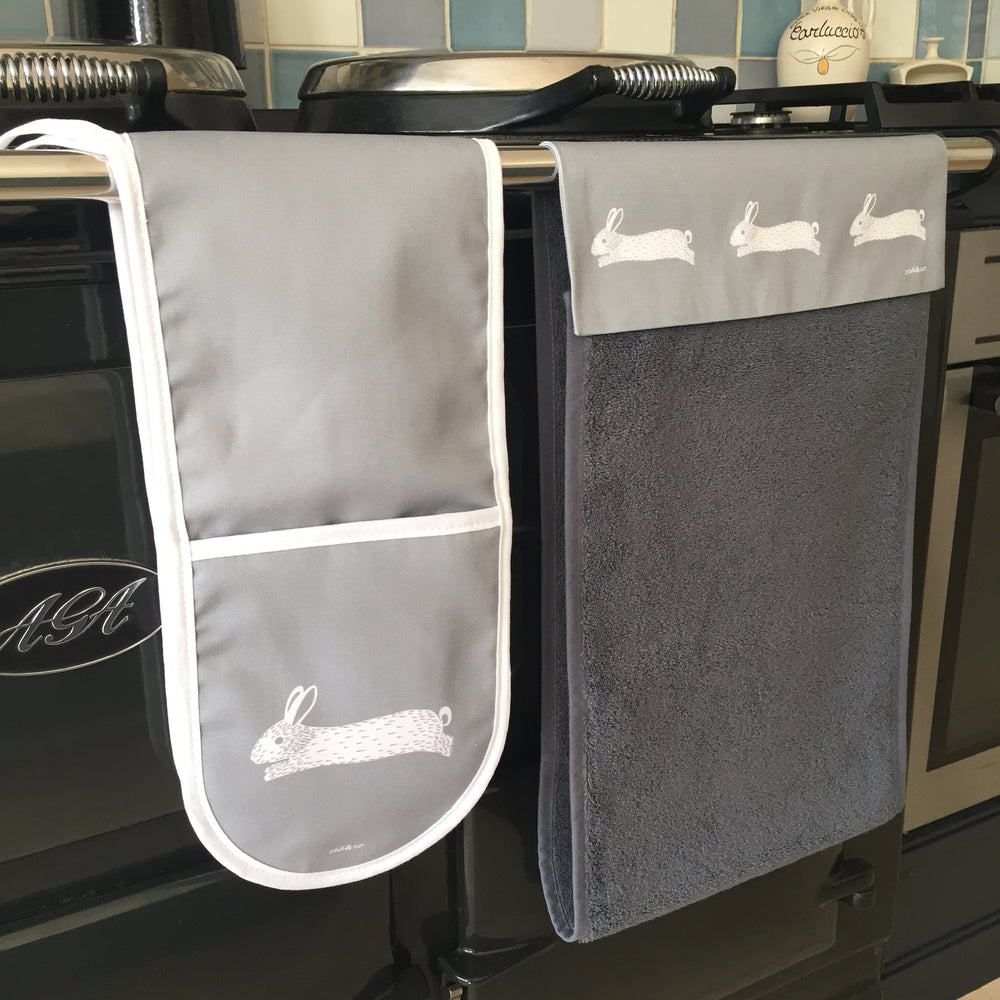Hare Tea Towel In Grey