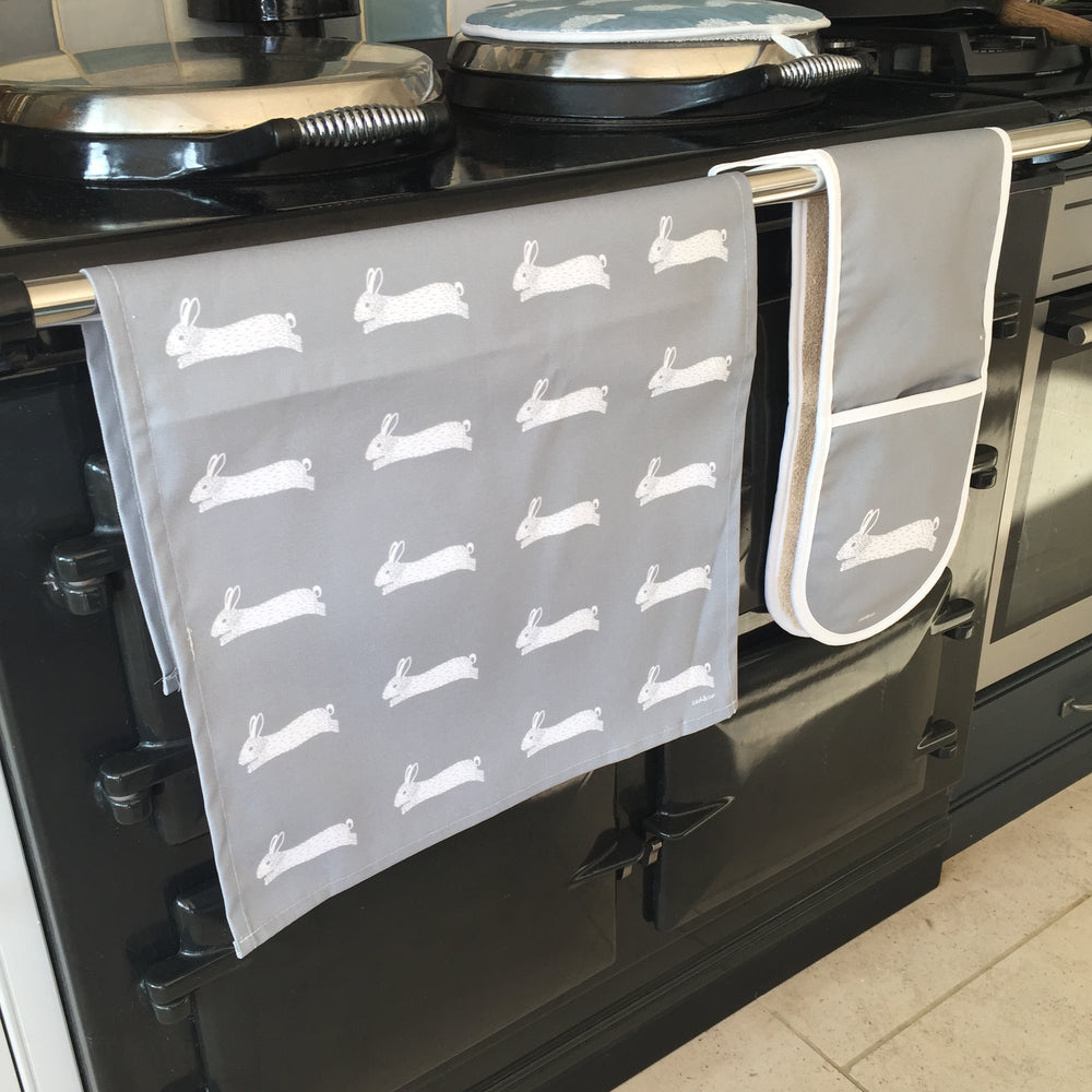 Hare Tea Towel In Grey