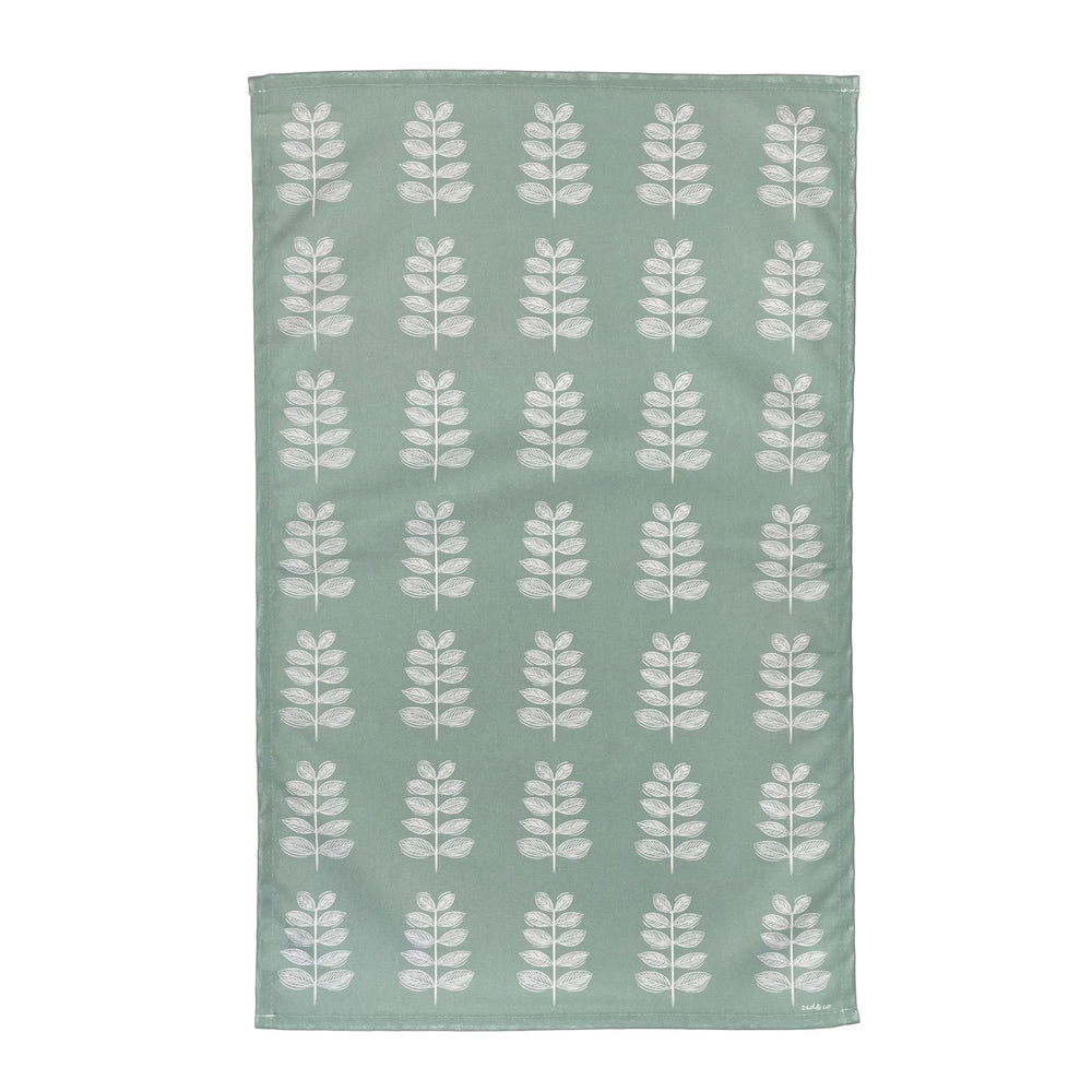 Leaf Tea Towel In Sage