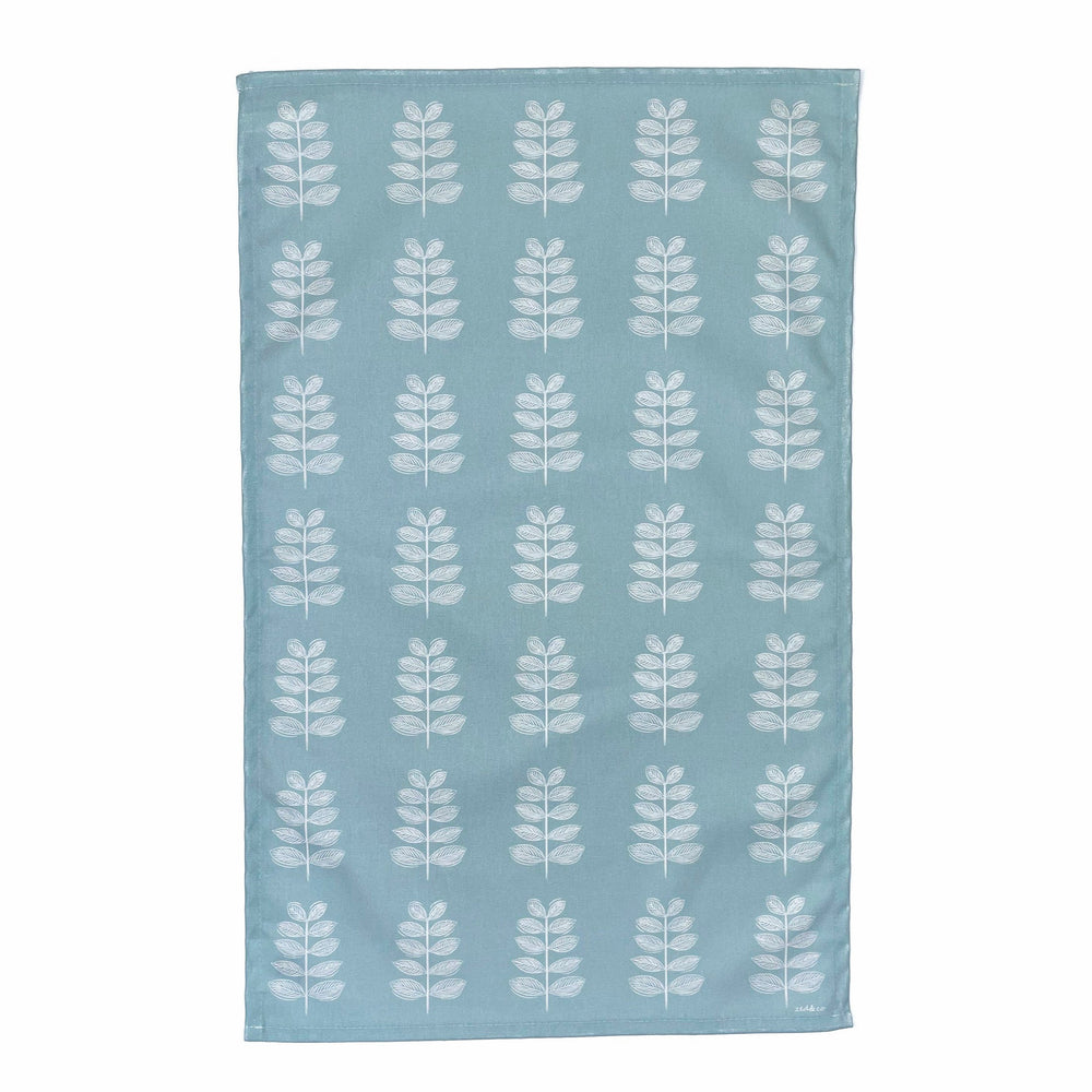 Leaf Tea Towel In Soft Blue