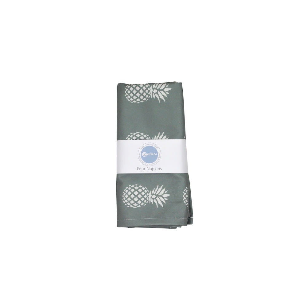 Pineapple Napkins In Grey - Set of Four - Zed & Co