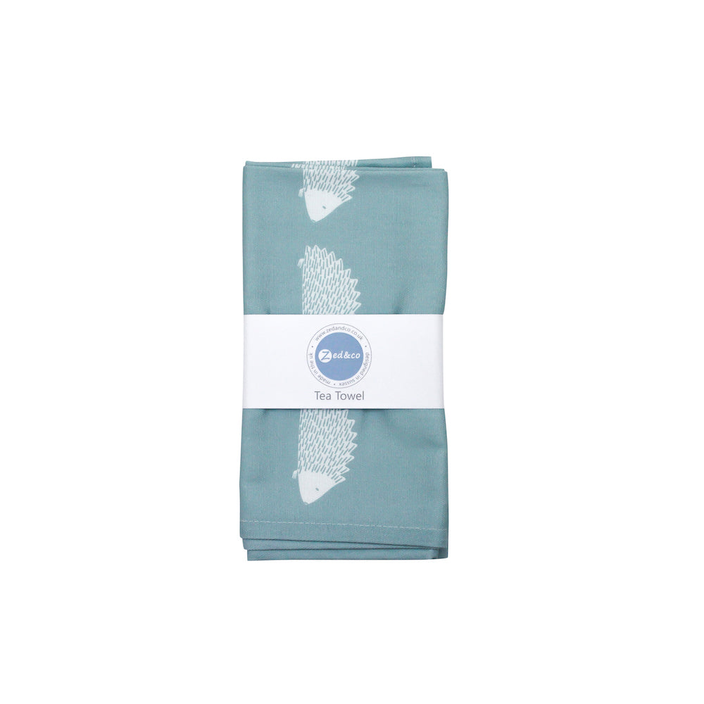 Hedgehog Tea Towel In Soft Blue - Zed & Co