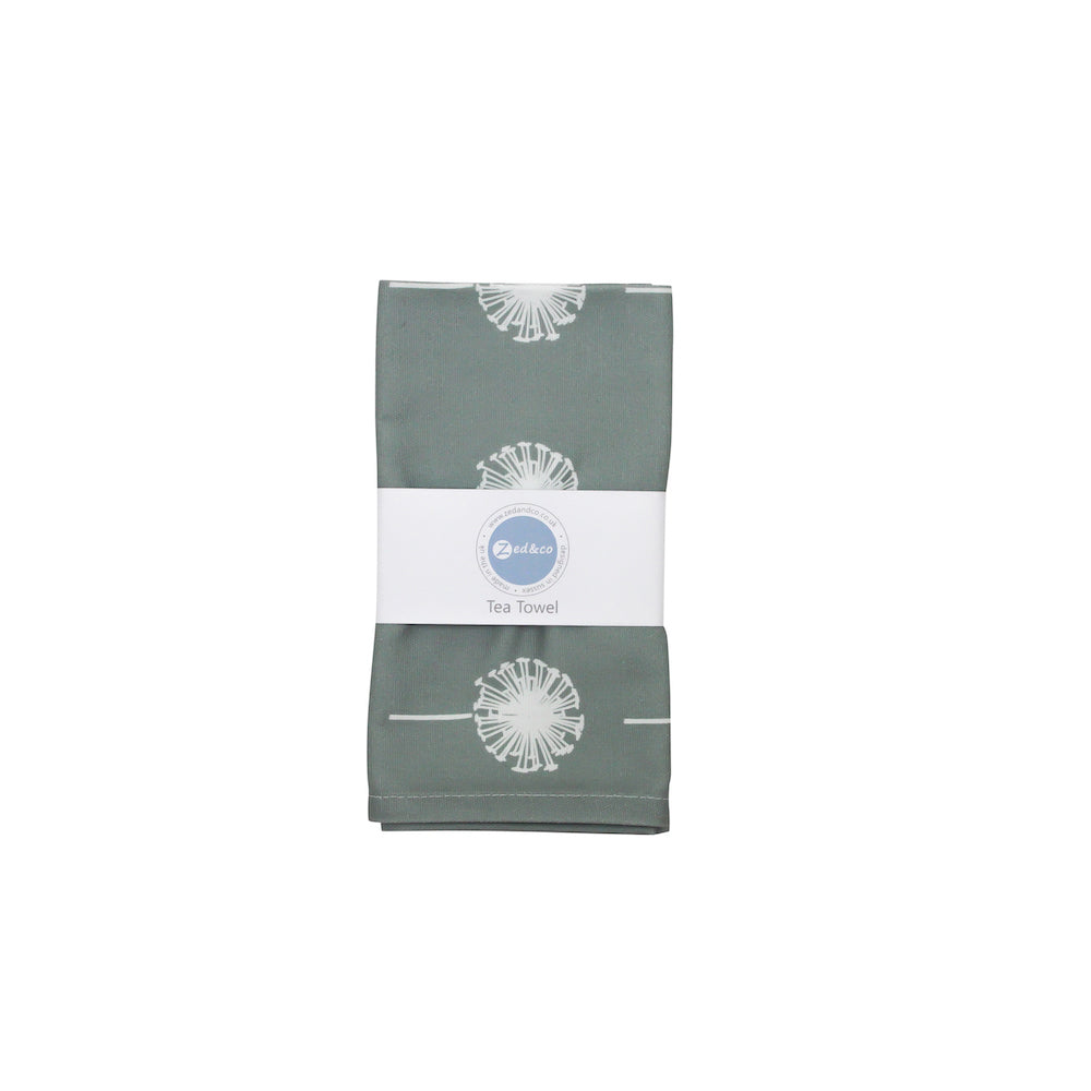 Dandelion Tea Towel In Grey - Zed & Co