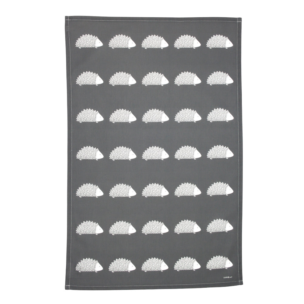 Hedgehog Tea Towel In Slate - Zed & Co