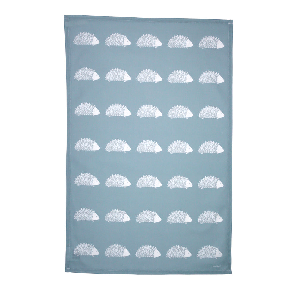 Hedgehog Tea Towel In Soft Blue