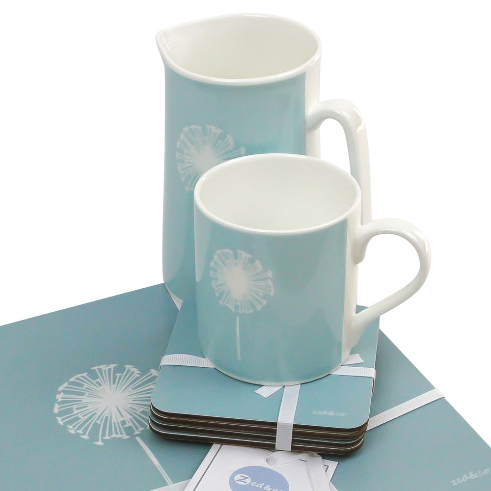 Dandelion Coasters In Soft Blue - Set of Four - Zed & Co