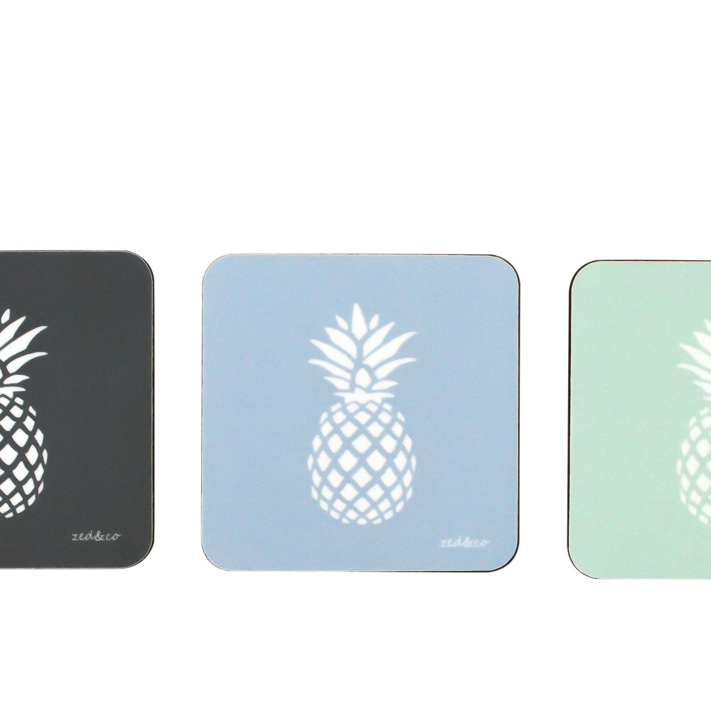 Pineapple Coasters In Grey - Set of Four - Zed & Co