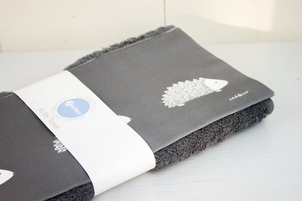 Hedgehog Roller Hand Towel In Teal - 700gsm