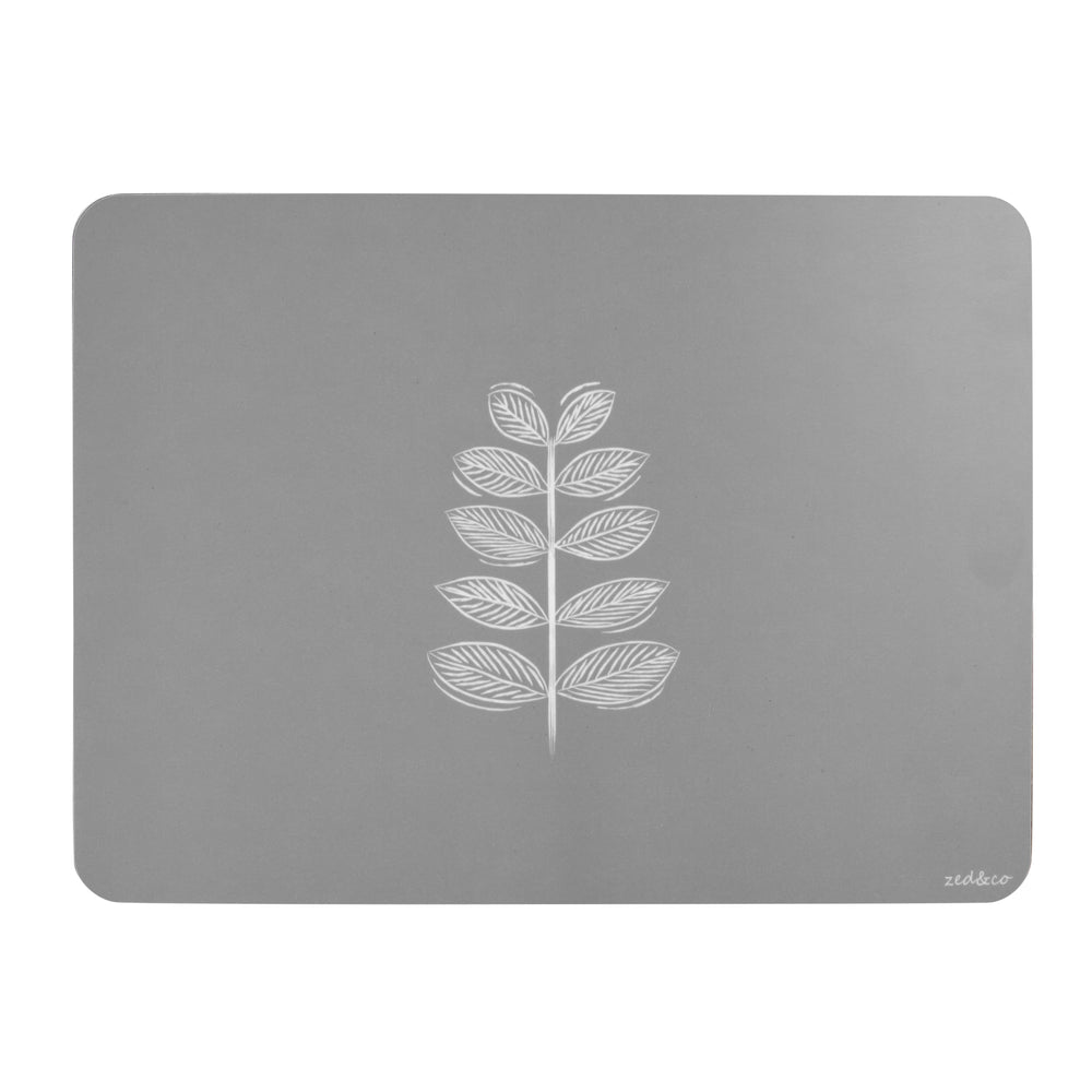 Leaf Stem Placemat In Grey - Zed & Co